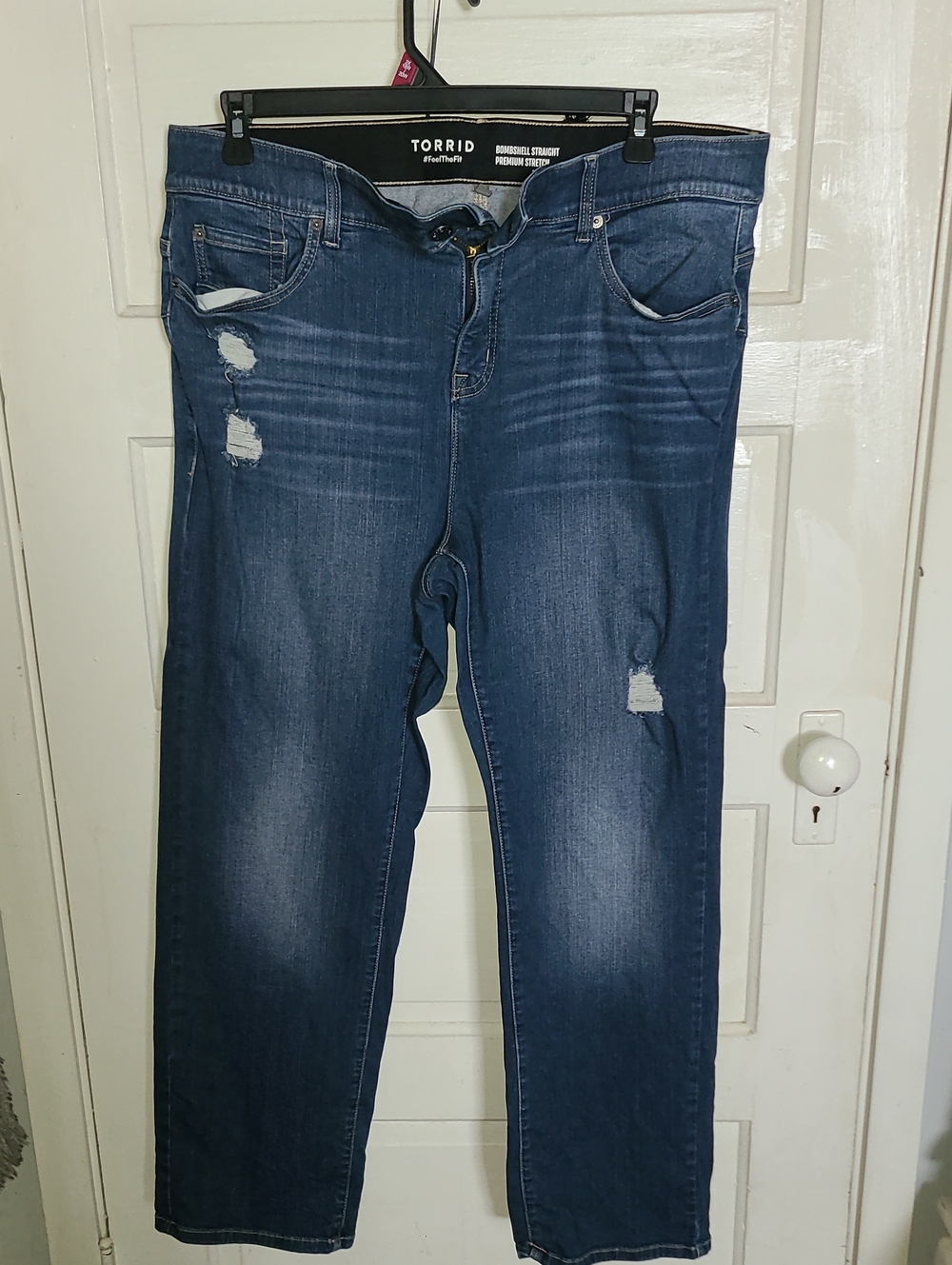 torrid Dark Blue Straight Leg Distressed Jeans